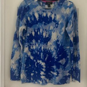 Charter Club Cashmere Tie-Dyed Sweater Size Medium Blue